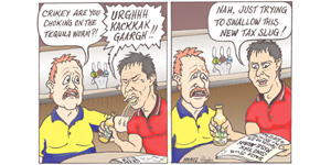 cartoon Tax slug to kill an alcopop thirst