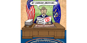 cartoon George Bush appeals to US comrades