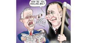 cartoon Costello spectre over Turnbull