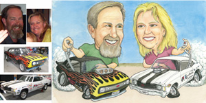 caricature - His and hers Drag cars