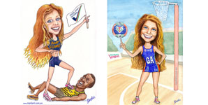 Athlete Amy Flame emulating Usain Bolt and Netballer GT Georgie!